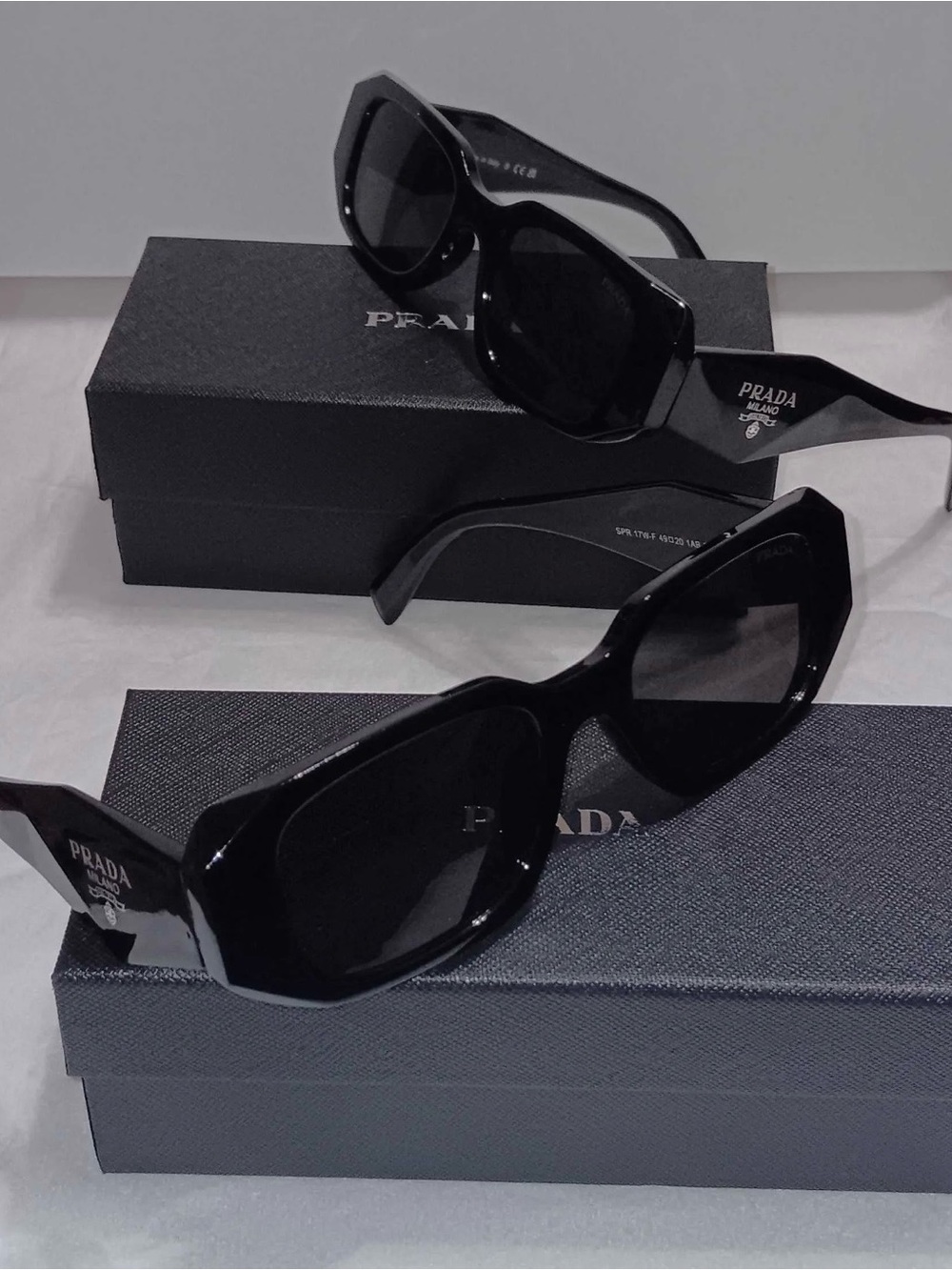 Prada Black Women's Geometric Frame Sunglasses